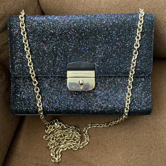 Kate Spade Crossbody Shoulder Bag Purse. Black Pink Blue and Gold - Picture 9 of 13